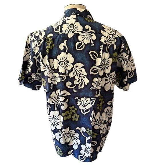 Hawaii Blue, Gray And White Floral Print Cotton Aloha Shirt Size XL - Picture 2 of 4
